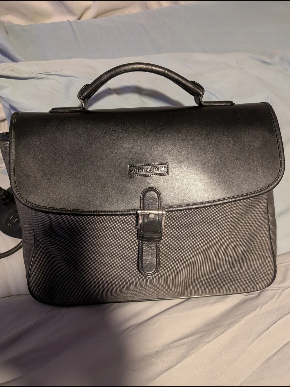Montblanc Black Canvas & Leather Briefcase - Professional Men’s Bag